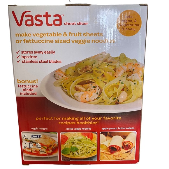 Vasta Vegetable Slicer Sheet Slicer Spin & Slice Veggie & Fruit Fettucine Blade - Picture 10 of 10